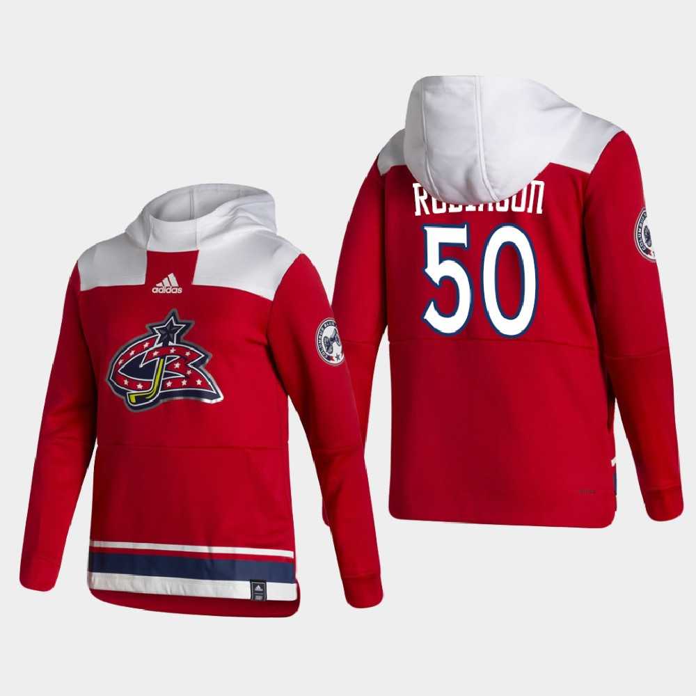 Men Columbus Blue Jackets 50 Rodiason Red NHL 2021 Adidas Pullover Hoodie Jersey
